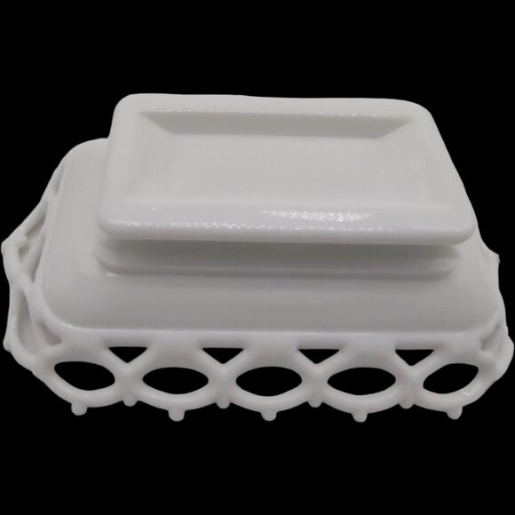 Westmoreland White Milk Glass Raised Wing Swan on Lacy Base Vintage Serving Dish - Picture 14 of 15